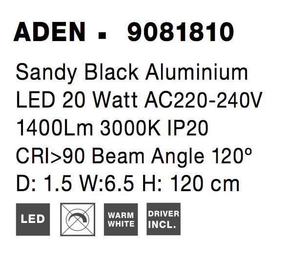 ADEN Wandaufbauleuchte 20 Watt 150 mm 3000 Kelvin - Image 9