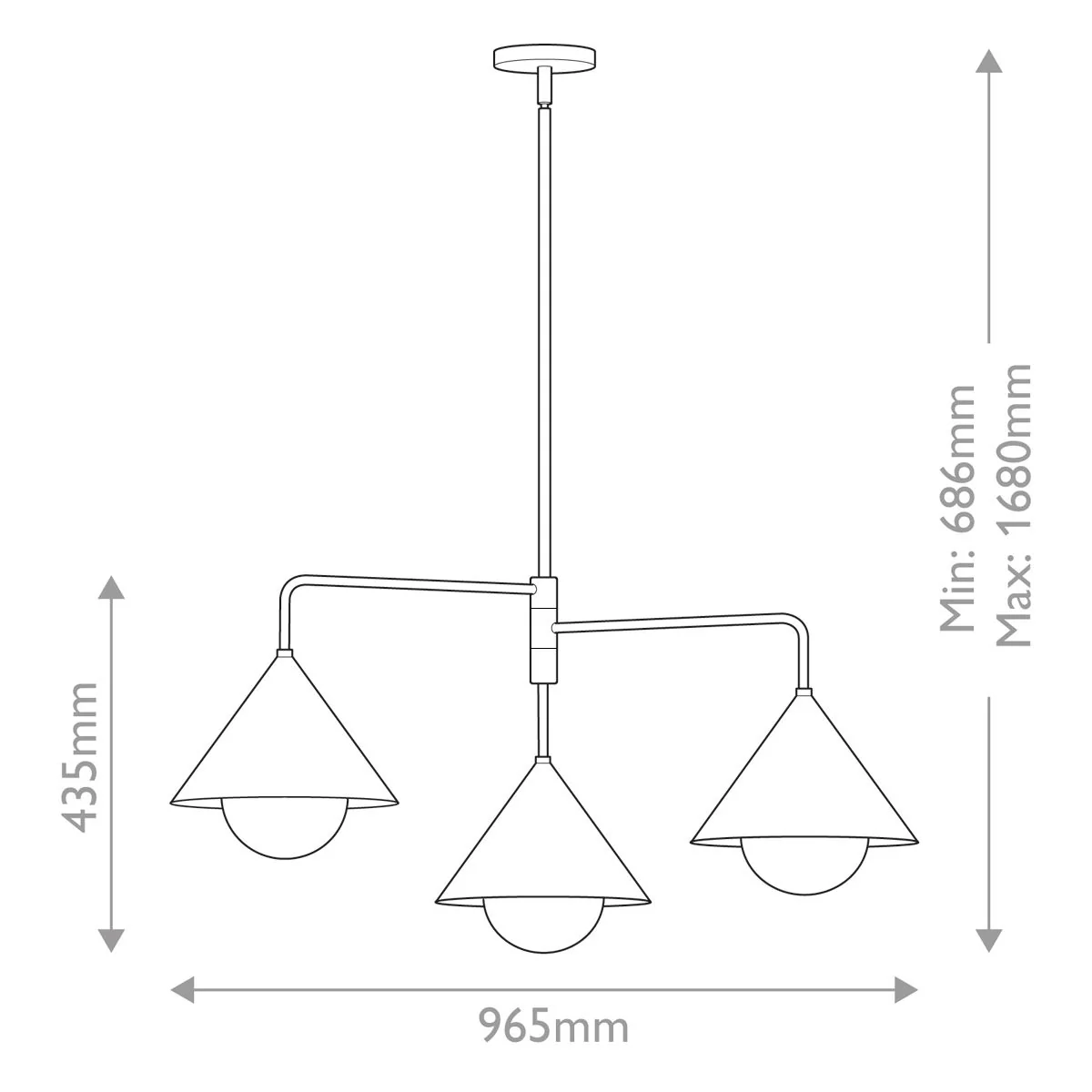 Alora Mood Remyck 3 lt Chandelier - Brushed - Image 2