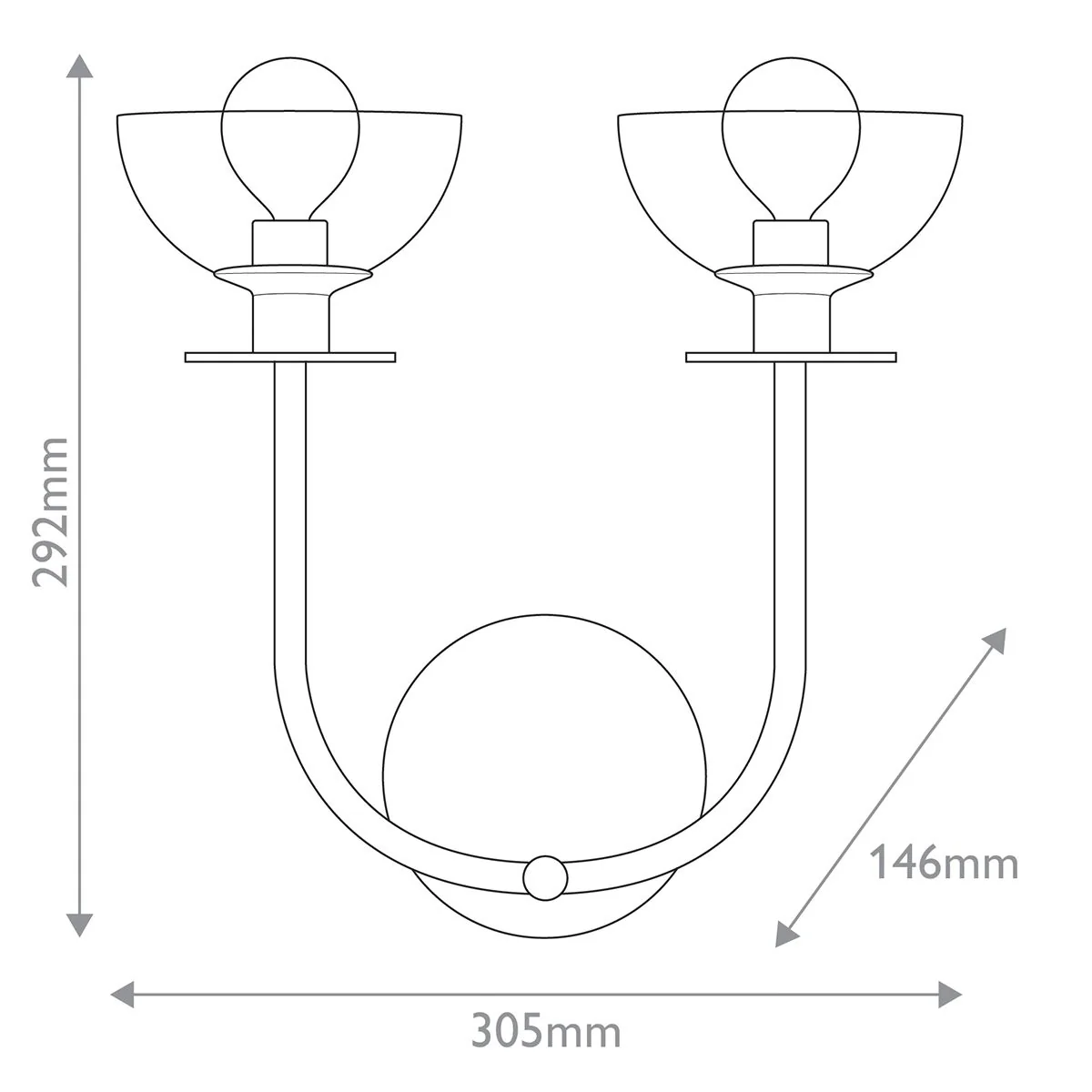 Alora Mood Sylvia 2 lt Wall Light - Brushed - Image 2