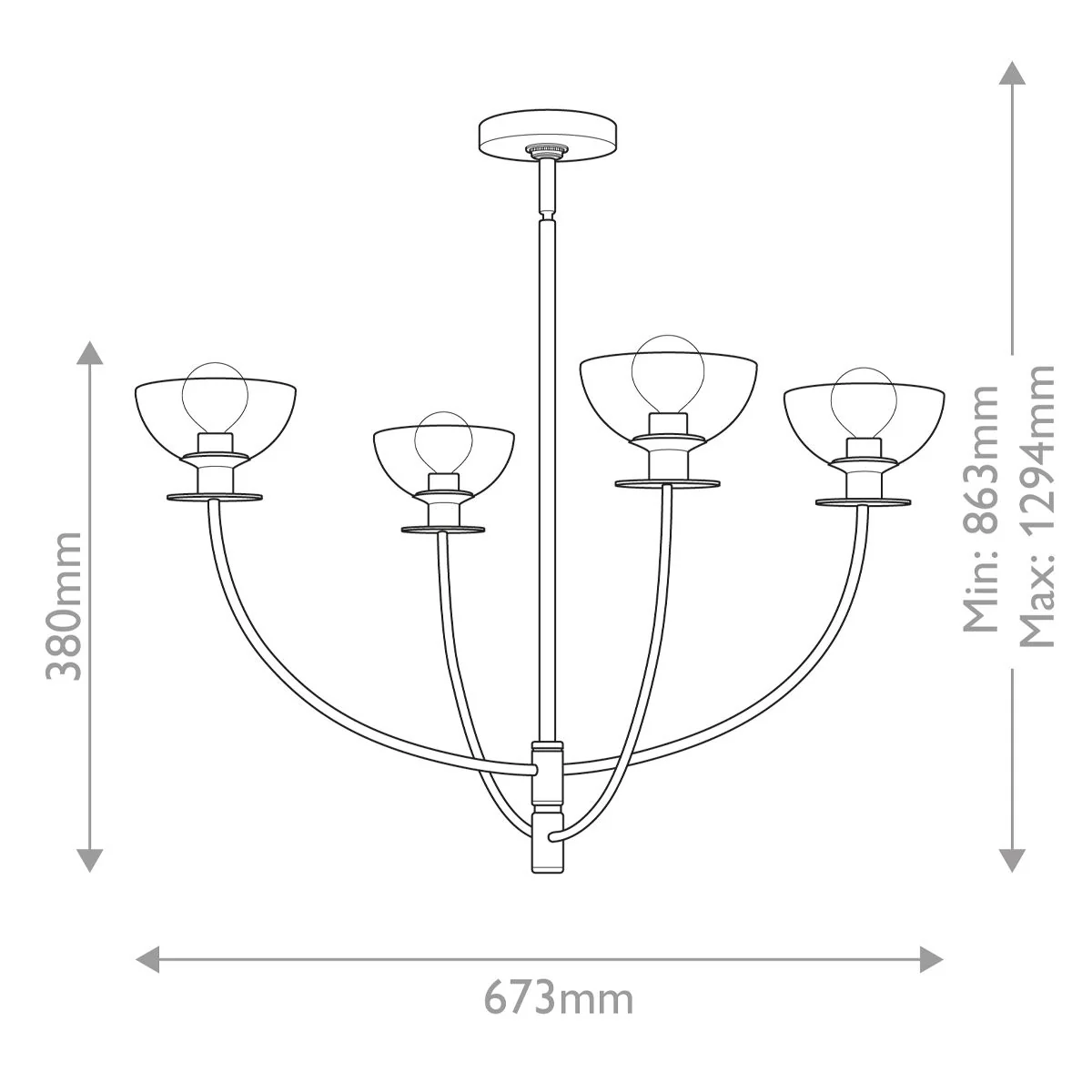 Alora Mood Sylvia 4 l Kronleuchter - Gebürstet - Image 2