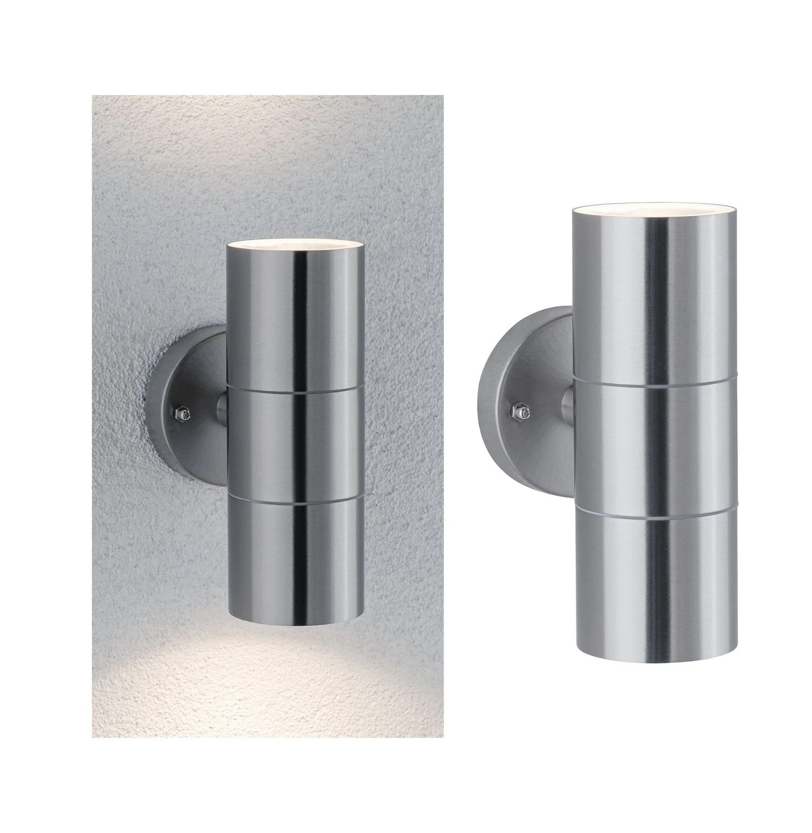Außenwandleuchte Flame  IP44 60mm max. 2x10W 230V Edelstahl gebürstet Edelstahl Wandaufbauleuchte