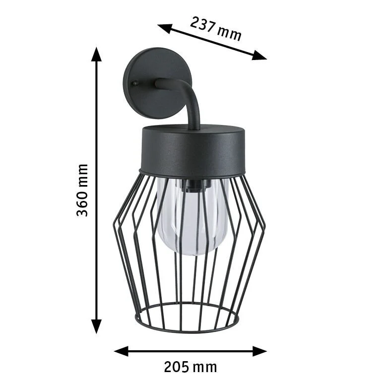 Außenwandleuchte Lanka IP44 205x237mm max. 40W 230V Anthrazit Aluminium Wandaufbauleuchte - Image 3