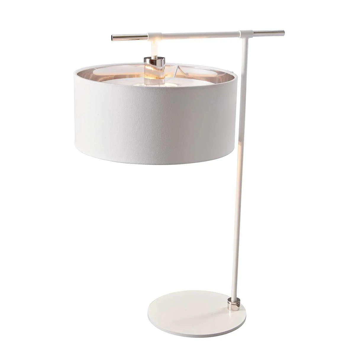Balance 1-flammige Tischlampe - Weiß/Poliertes Nickel mit weißem Schirm