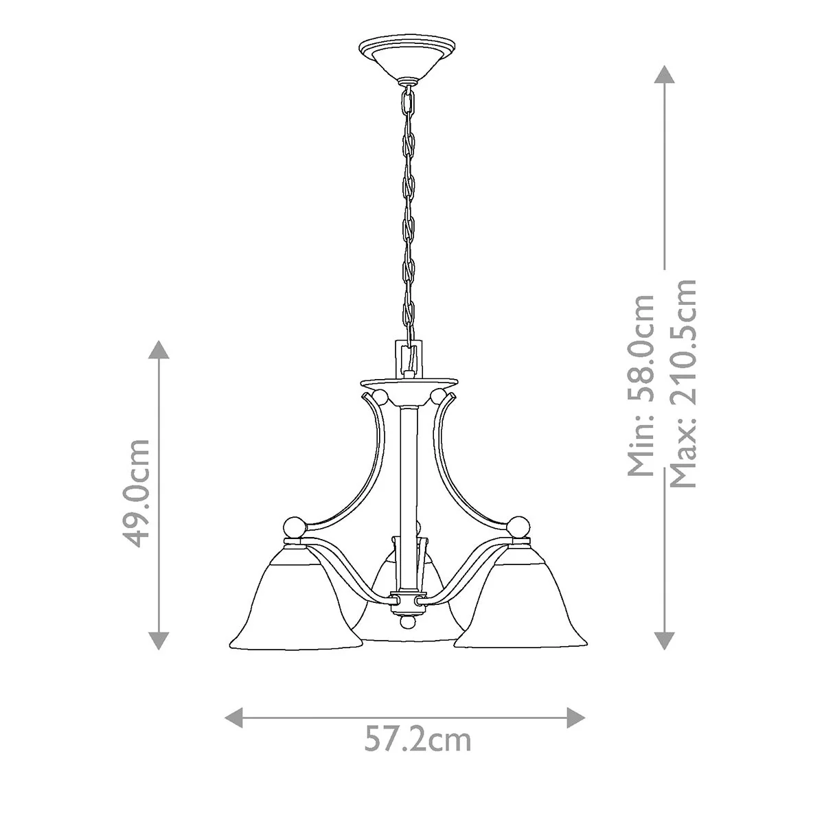 Bolla Kronleuchter mit 3 Lichtern, gebürstetes Nickel - Image 5