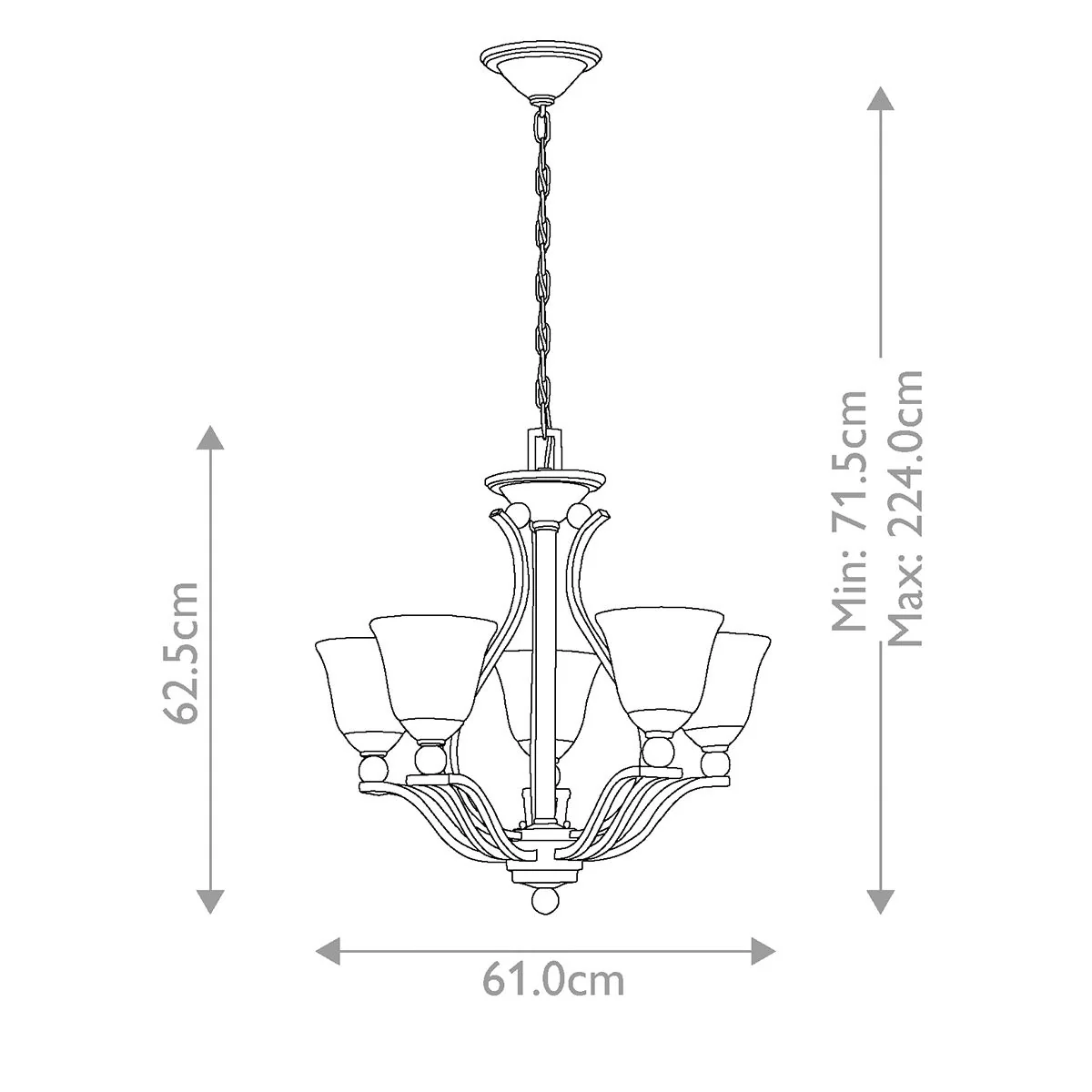 Bolla Kronleuchter mit 5 Lichtern, gebürstetes Nickel - Image 7