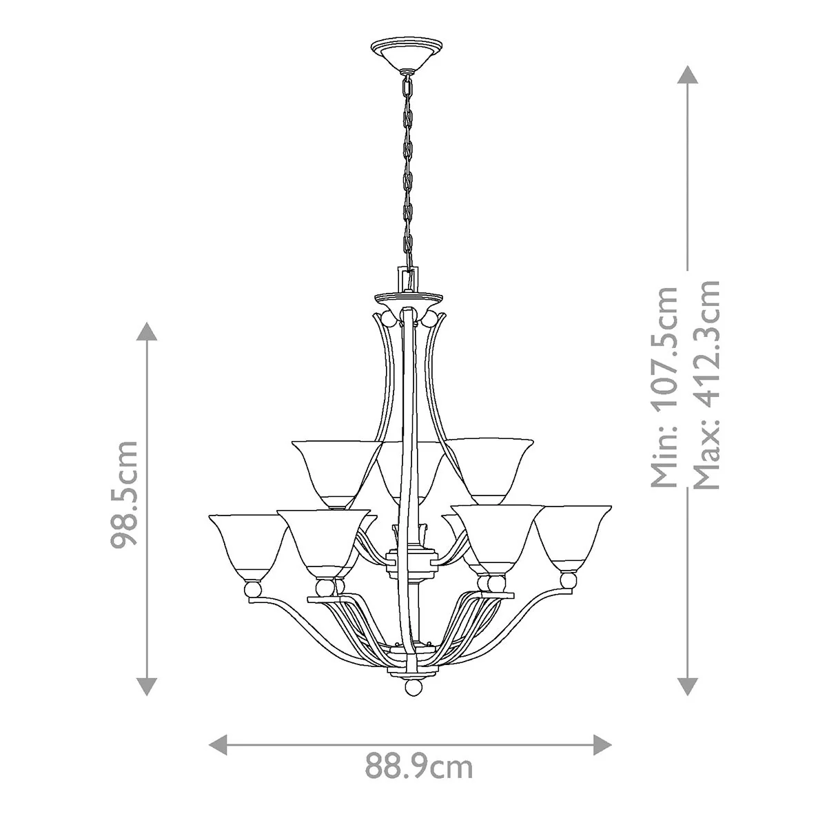 Bolla Kronleuchter mit 9 Lichtern, gebürstetes Nickel - Image 6