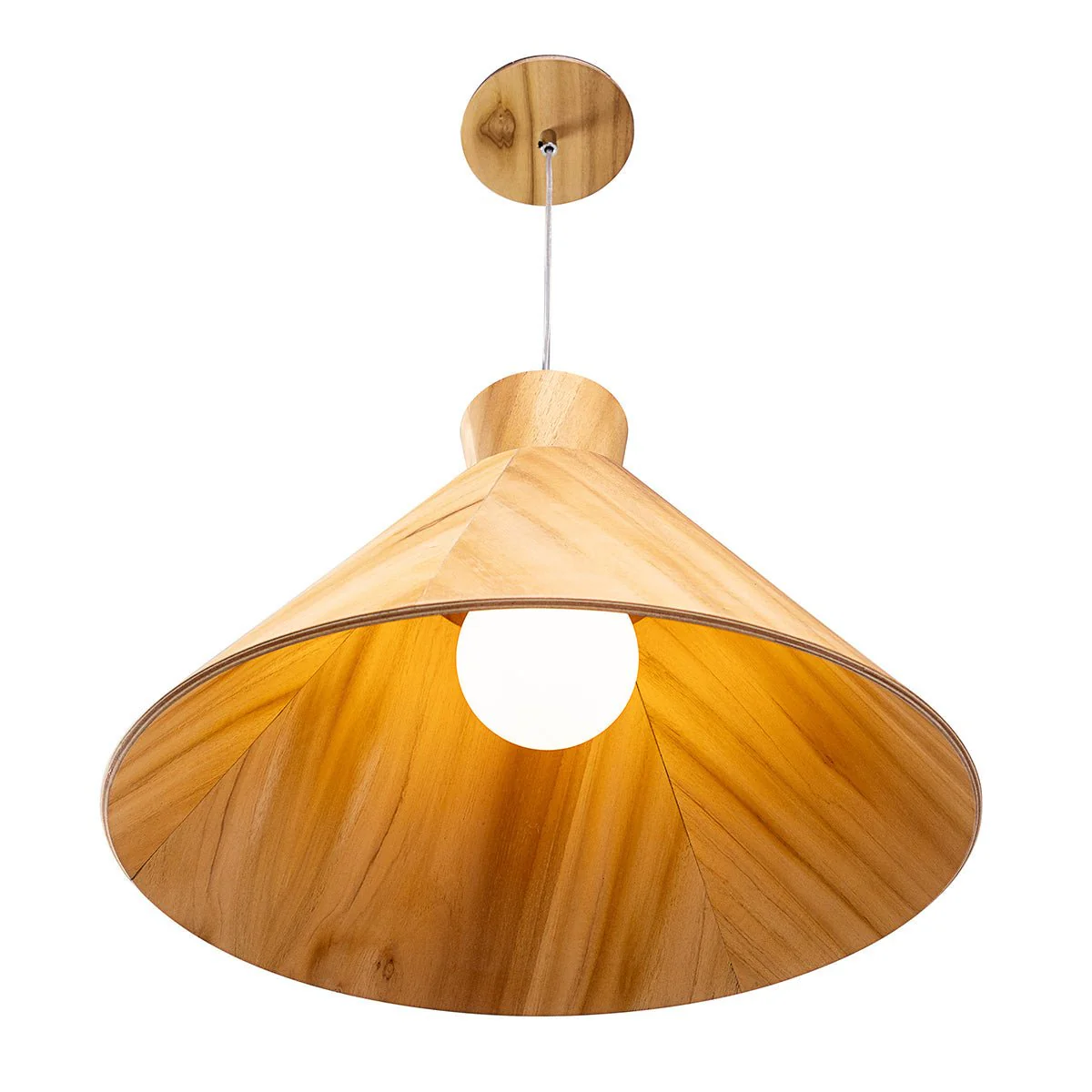 Conical Pendelleuchte aus Teakholz - Image 4