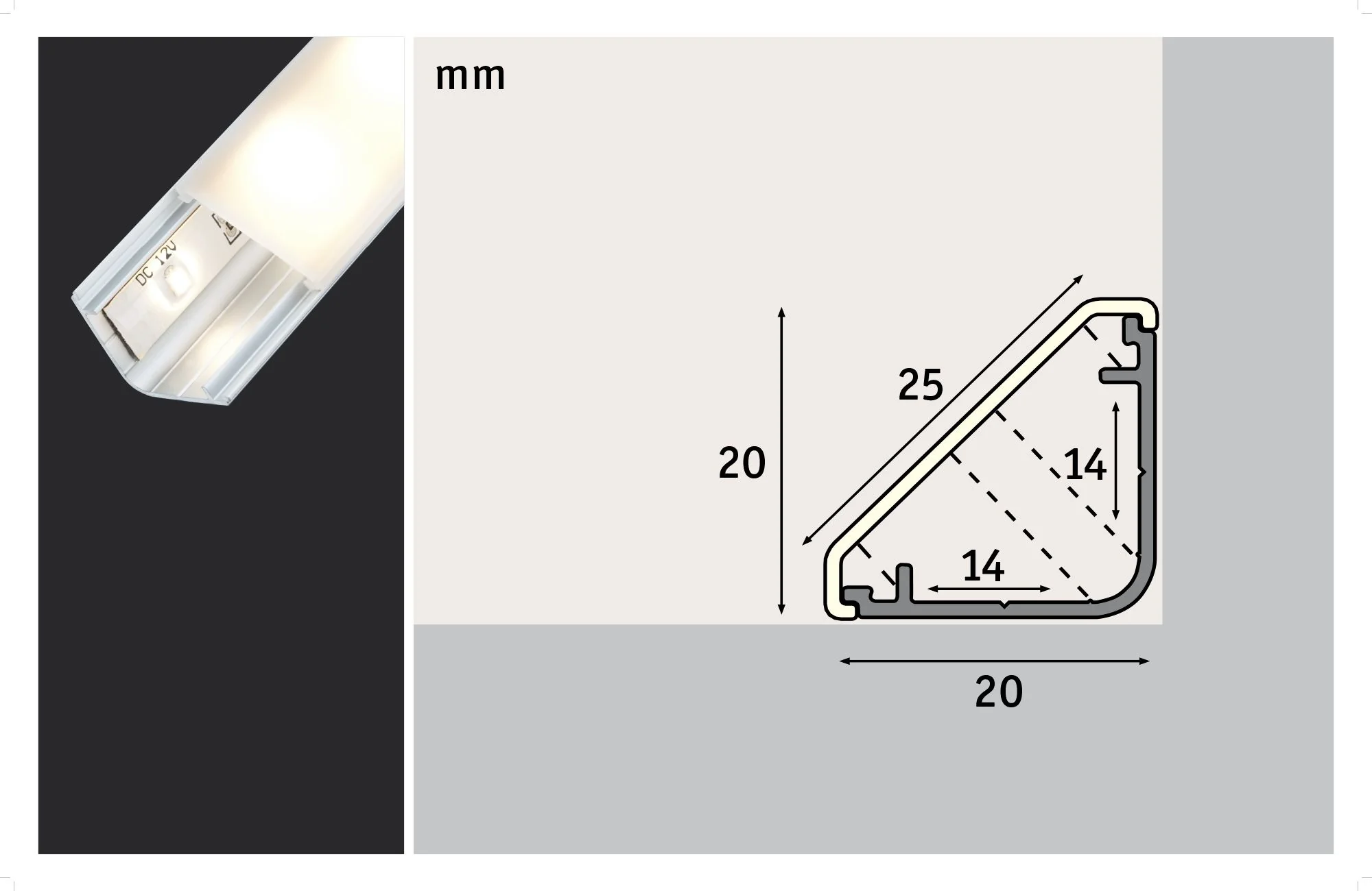 Delta Profil mit Diffusor 1m Alu eloxiert, Satin, Alu/Kunststoff - Image 4