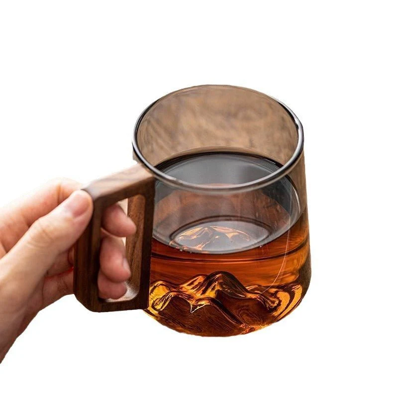 Design-Glastasse mit Holzgriff – perfekt für Tee & Kaffee - Image 5