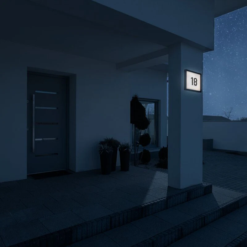 DOTLUX LED-Hausnummernleuchte WALLsquare 24cm 2,5W 3000K mit Dämmerungsschalter (deaktivierbar) - Image 2