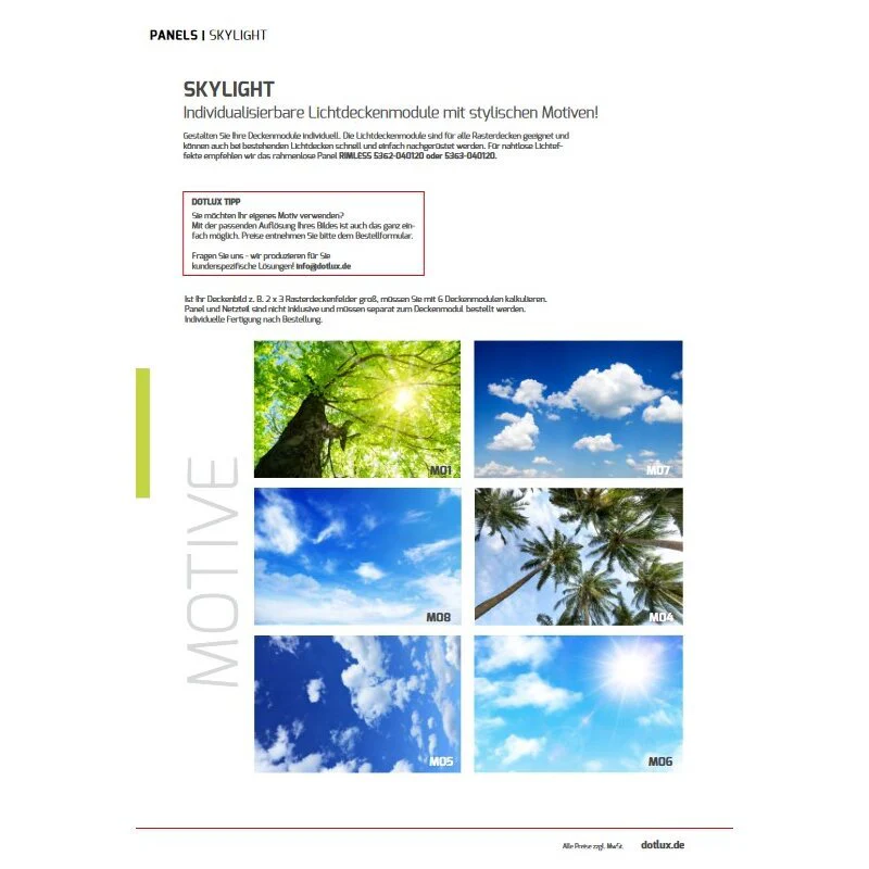 DOTLUX Motivplatte SKYLIGHT für Einbaupanels Motiv 1 Raster 1x1 für 620x620 - Image 6