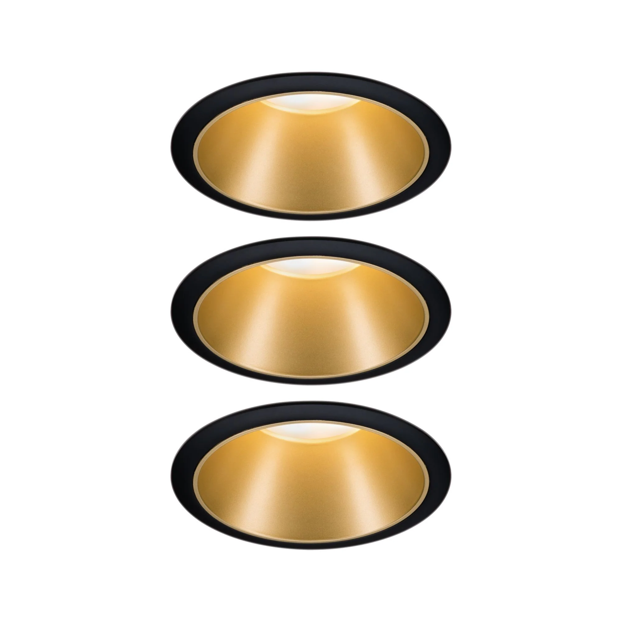 EBL Set Cole Coin 3StepDim rd starr LED 3x6,5W 2700K 230V schwarz/gold matt/Kst Einbaustrahler