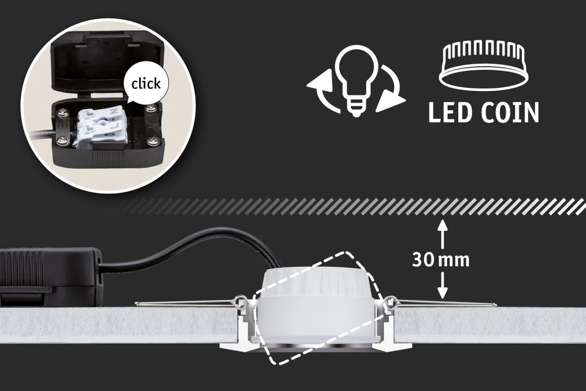 EBL Set Nova Coin rund starr LED 3x6,5W2700K 230V Weiß matt/Alu Einbaustrahler - Image 8