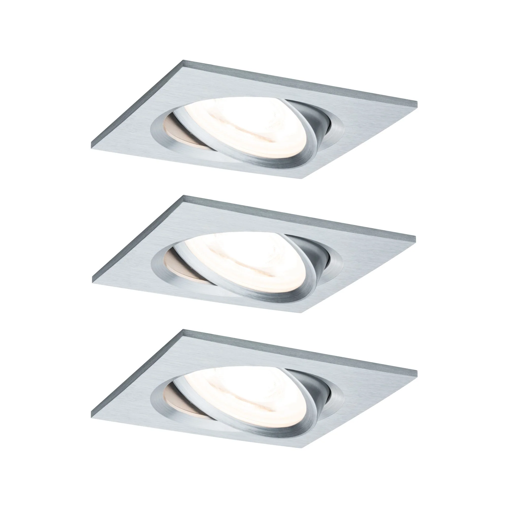 EBL Set Nova eckig schwenkbar LED 3x6,5W2700K 230V GU10 51mm Alu ged/Alu Einbaustrahler