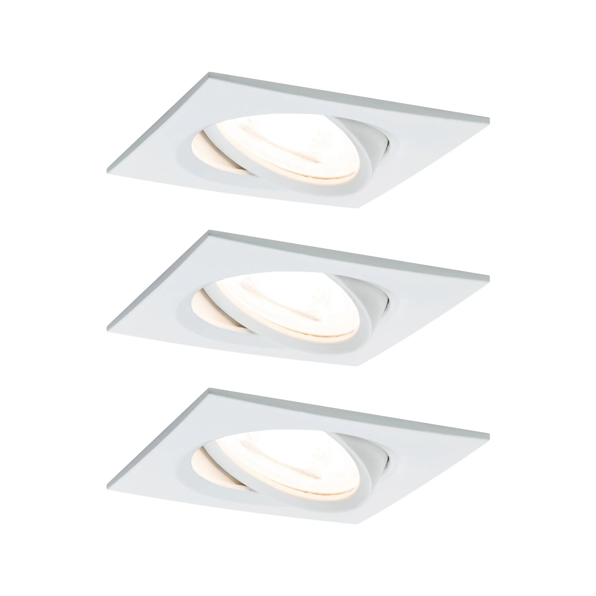 EBL Set Nova eckig schwenkbar LED 3x6,5W2700K 230V GU10 51mm Weiß matt/Alu Einbaustrahler
