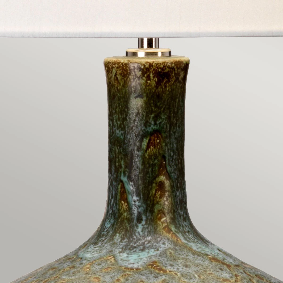 Eden Park Tischlampe mit 1 Licht, Grün, Türkis und Gold mit cremefarbenem Schirm - Image 3