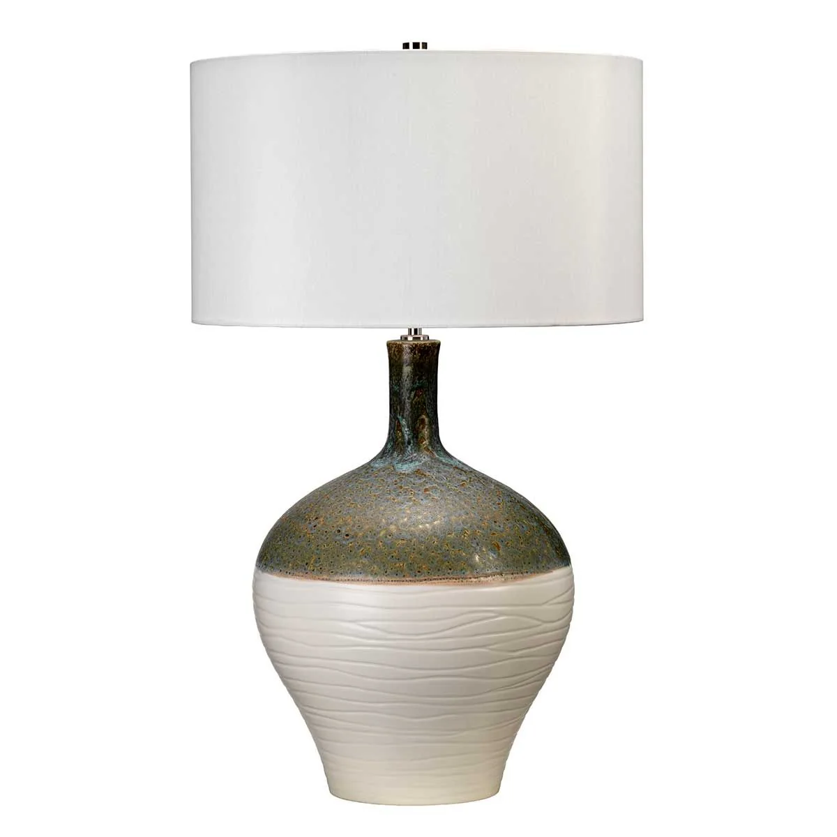 Eden Park Tischlampe mit 1 Licht, Grün, Türkis und Gold mit cremefarbenem Schirm - Image 6
