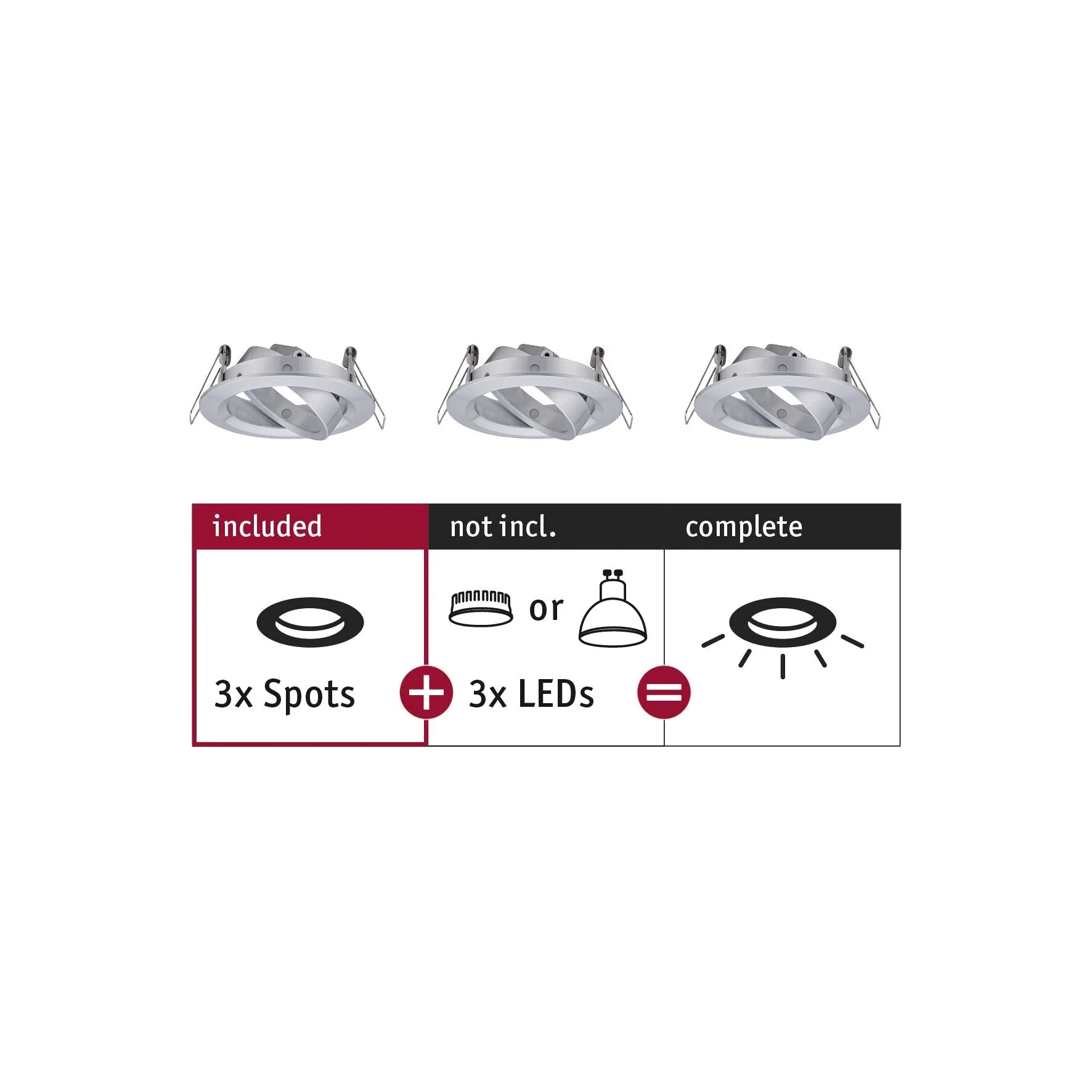 Einbauleuchte Choose Basisset schwenkbar rund 84mm 50° max. 3x10W 230V dimmbar Alu gedreht
