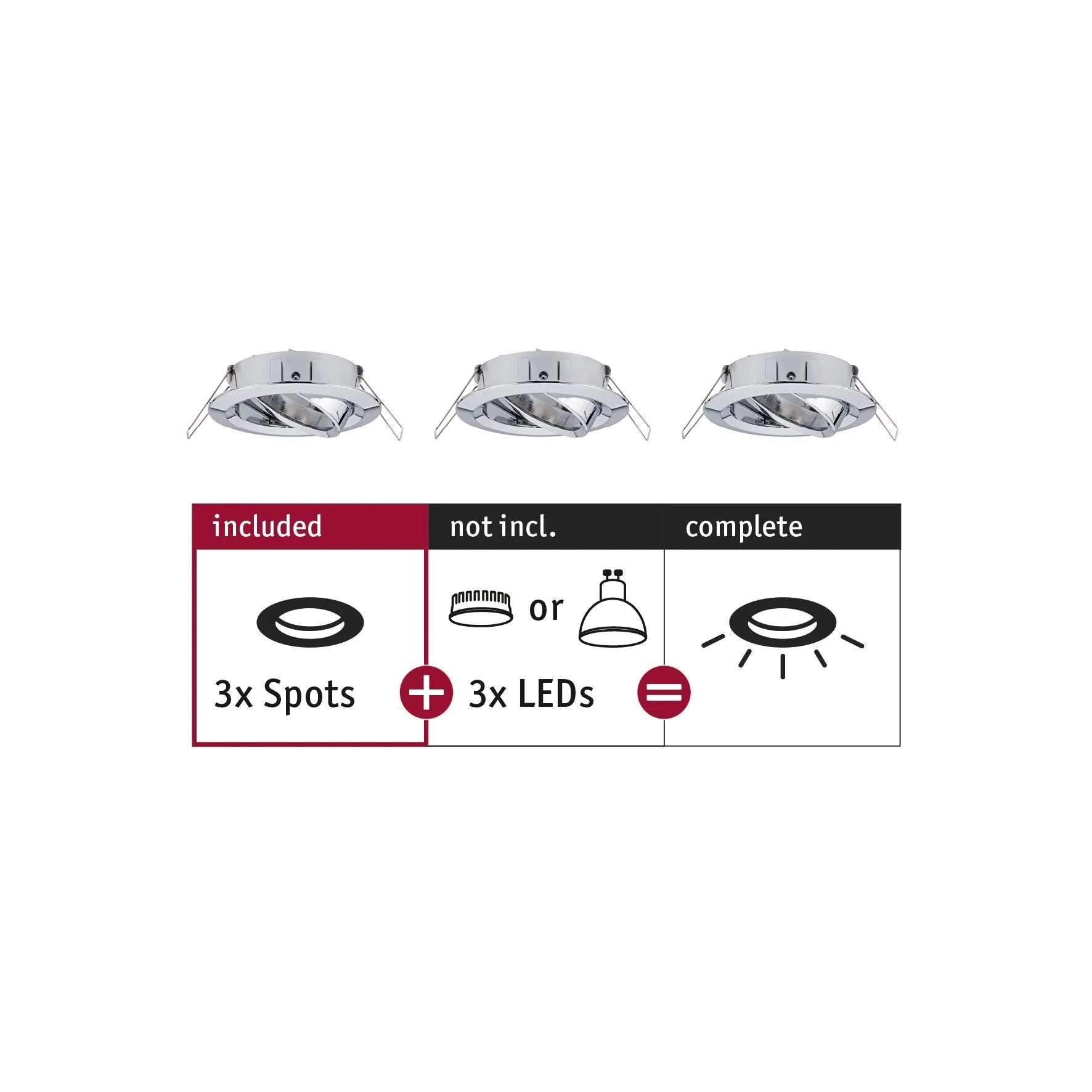 Einbauleuchte Choose Basisset schwenkbar rund 84mm 50° max. 3x10W 230V dimmbar Chrom