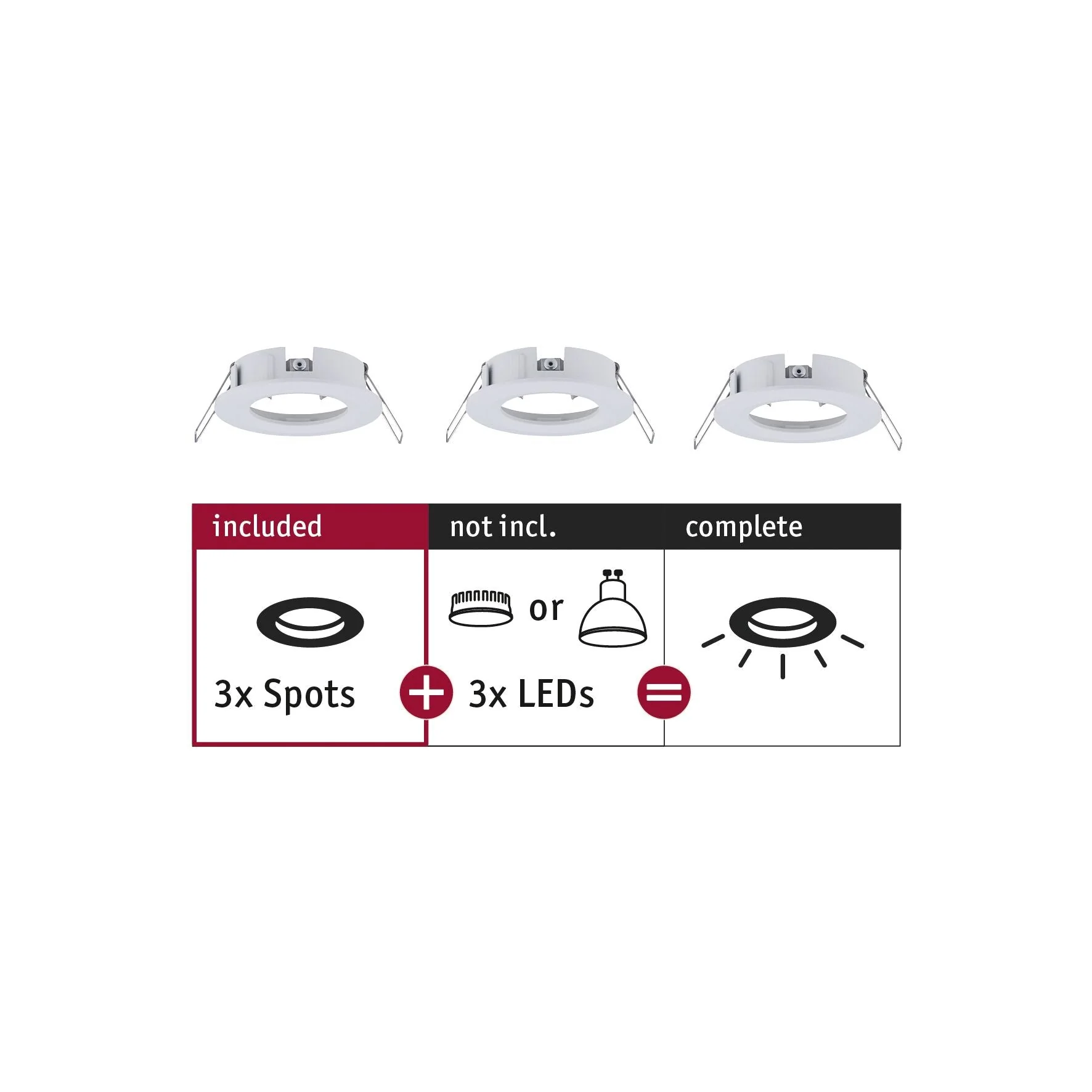 Einbauleuchte Choose Basisset starr IP44 rund 78mm max. 3x10W 230V dimmbar Weiß matt