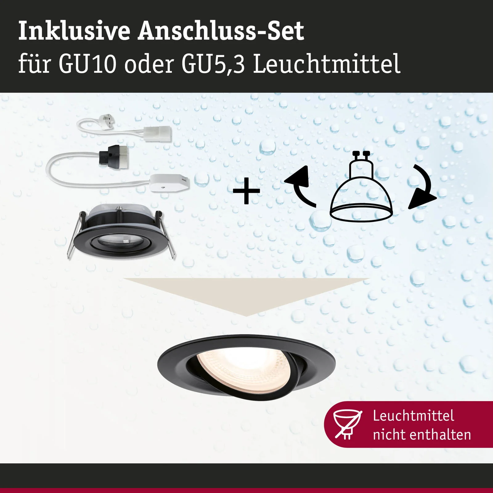 Einbauleuchte Nova Plus schwenkbar IP65 rund 93mm 30° GU5,3 / GU10 max. 35W 230/12V dimmbar Schwarz matt - Image 3