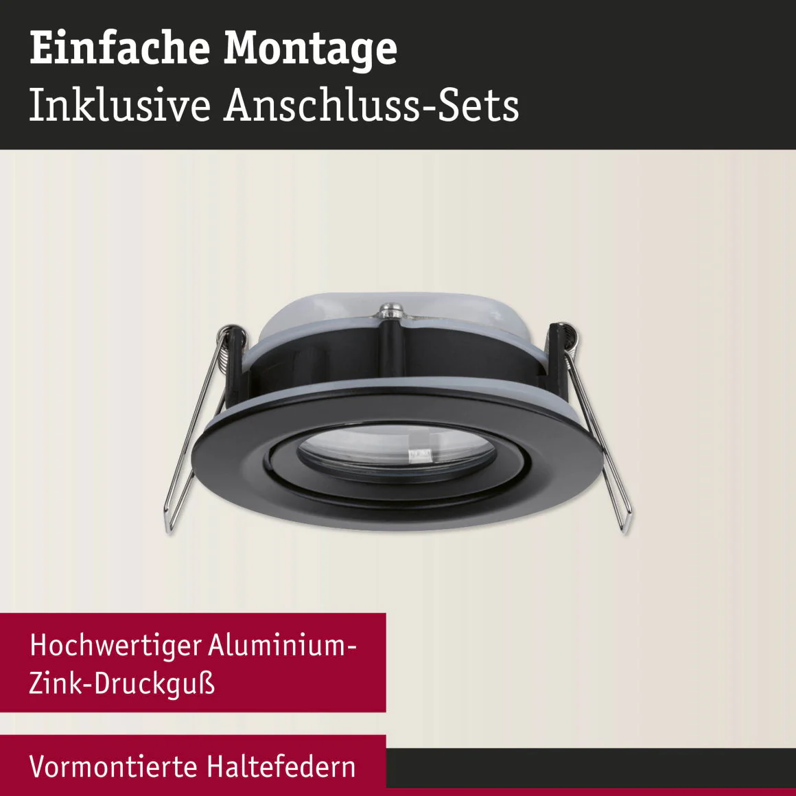 Einbauleuchte Nova Plus schwenkbar IP65 rund 93mm 30° GU5,3 / GU10 max. 35W 230/12V dimmbar Schwarz matt - Image 4