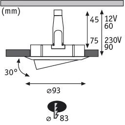 Einbauleuchte Nova Plus schwenkbar IP65 rund 93mm 30° GU5,3 / GU10 max. 35W 230/12V dimmbar Weiß matt/Chrom - Image 2