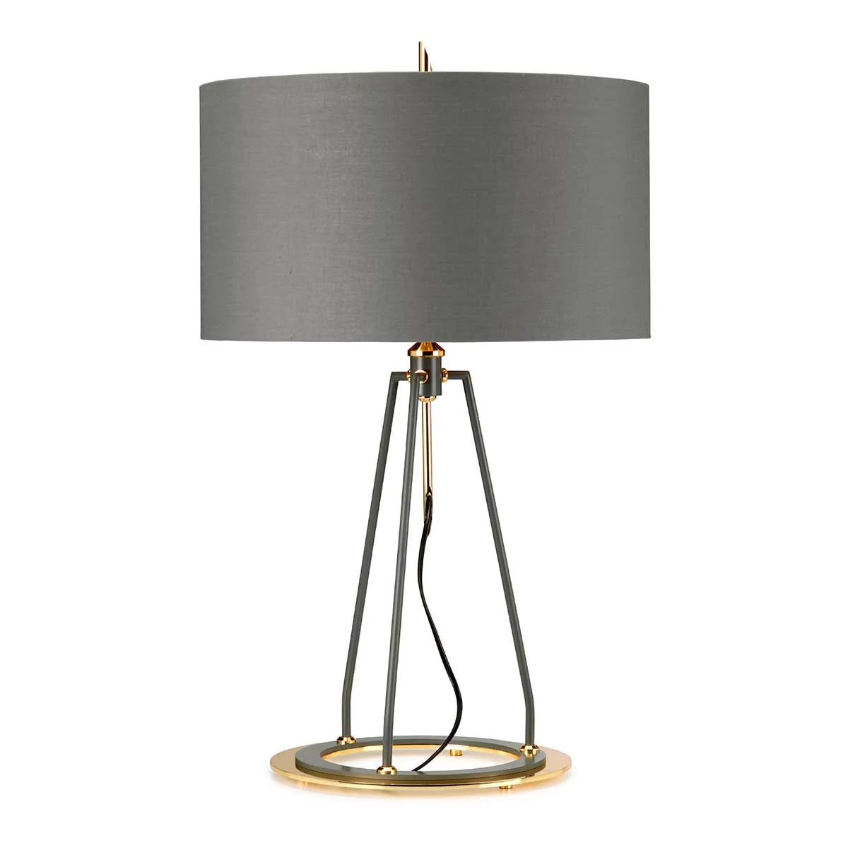 Ferrara Tischlampe - Dunkelgraues poliertes Gold mit grauem Schirm und metallisch-goldenem Futter - Image 7