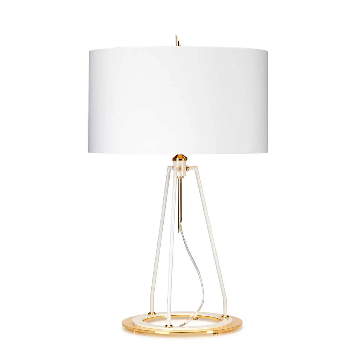 Ferrara Tischlampe - Weiß poliertes Gold mit weißem Schirm und metallischem Goldfutter - Image 6