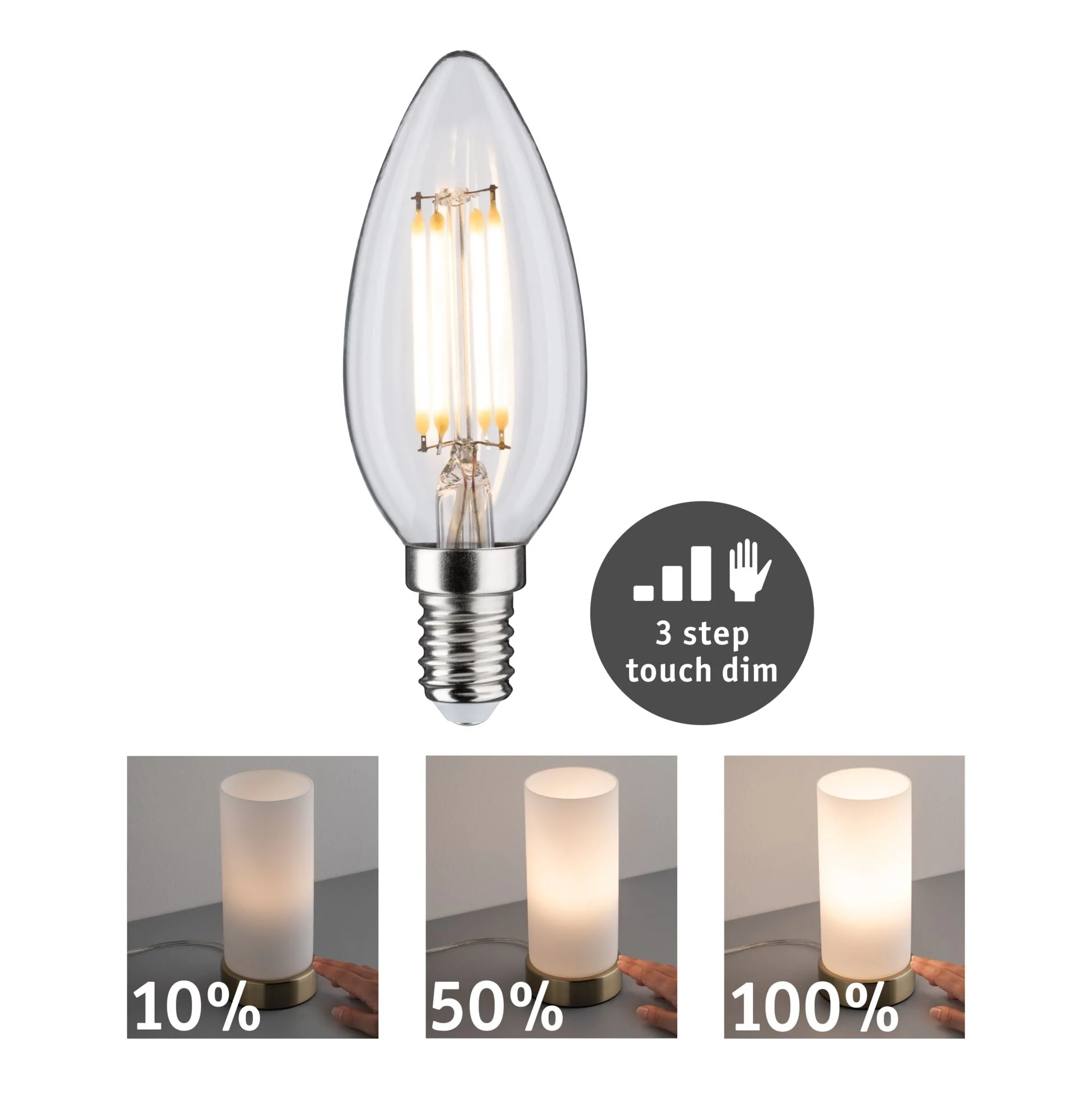 Filament 230V LED Kerze E14 432lm 5W 2700K dimmbar Klar