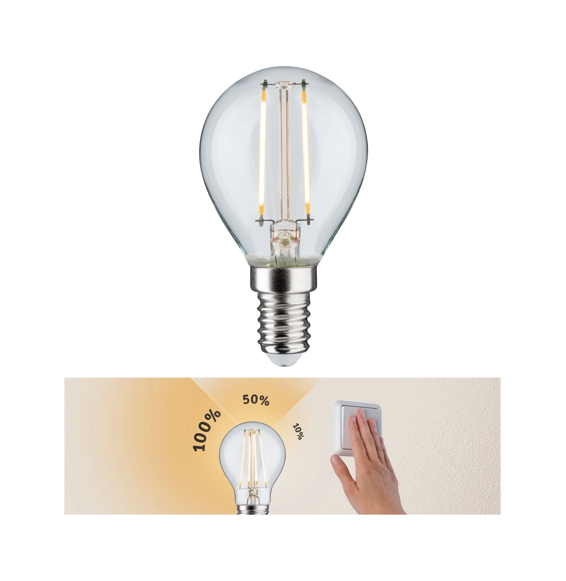 Filament 230V LED Tropfen E14 250lm 2,7W 2700K dimmbar Klar