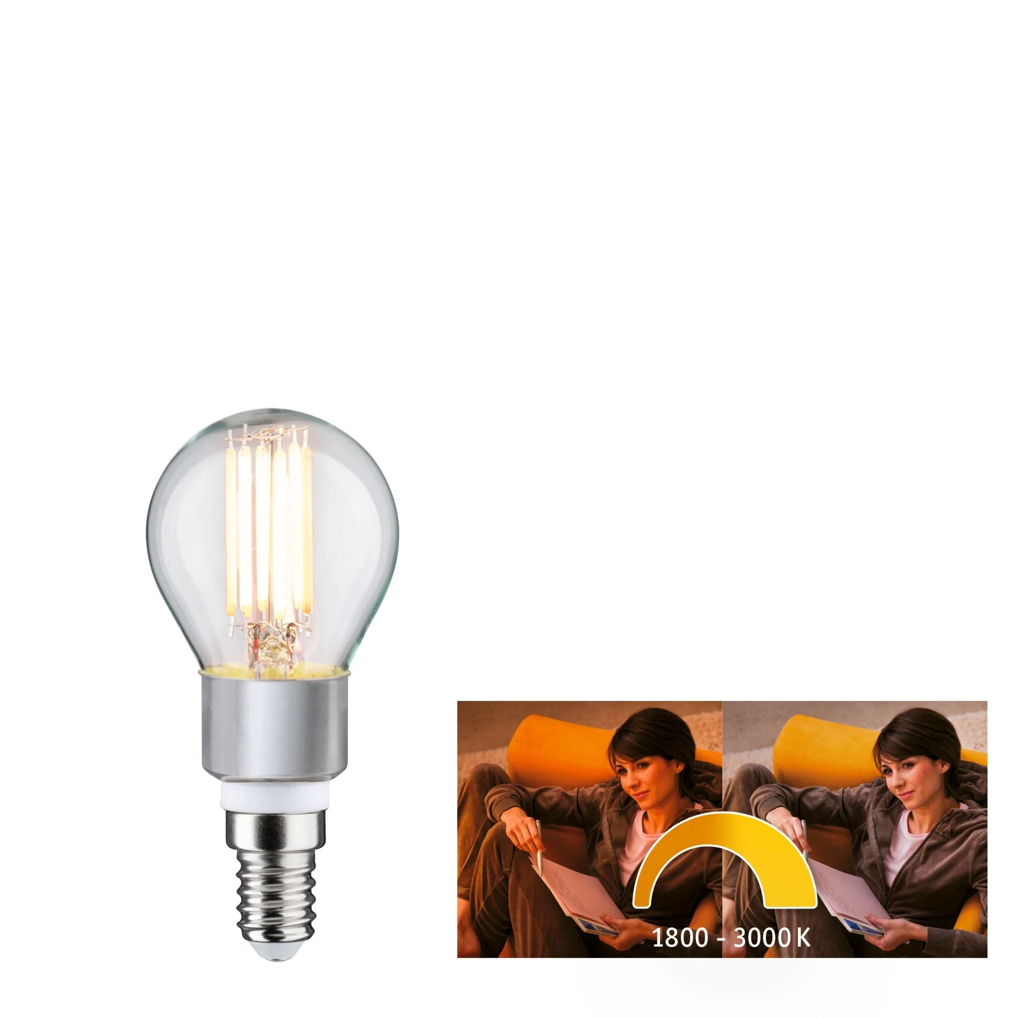 Filament 230V LED Tropfen E14 470lm 5W Dim to warm dimmbar Klar