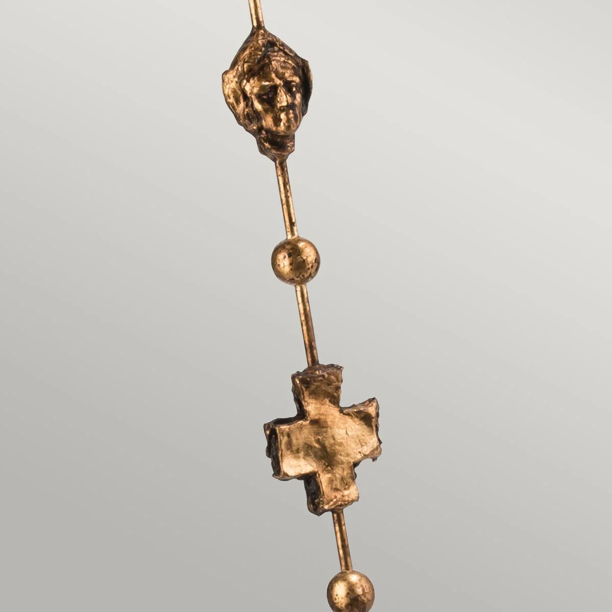 Fragment 1-flammige Stehlampe - Gealtertes Gold mit Blattgold und umbrafarbenem Glasurschirm - Image 4
