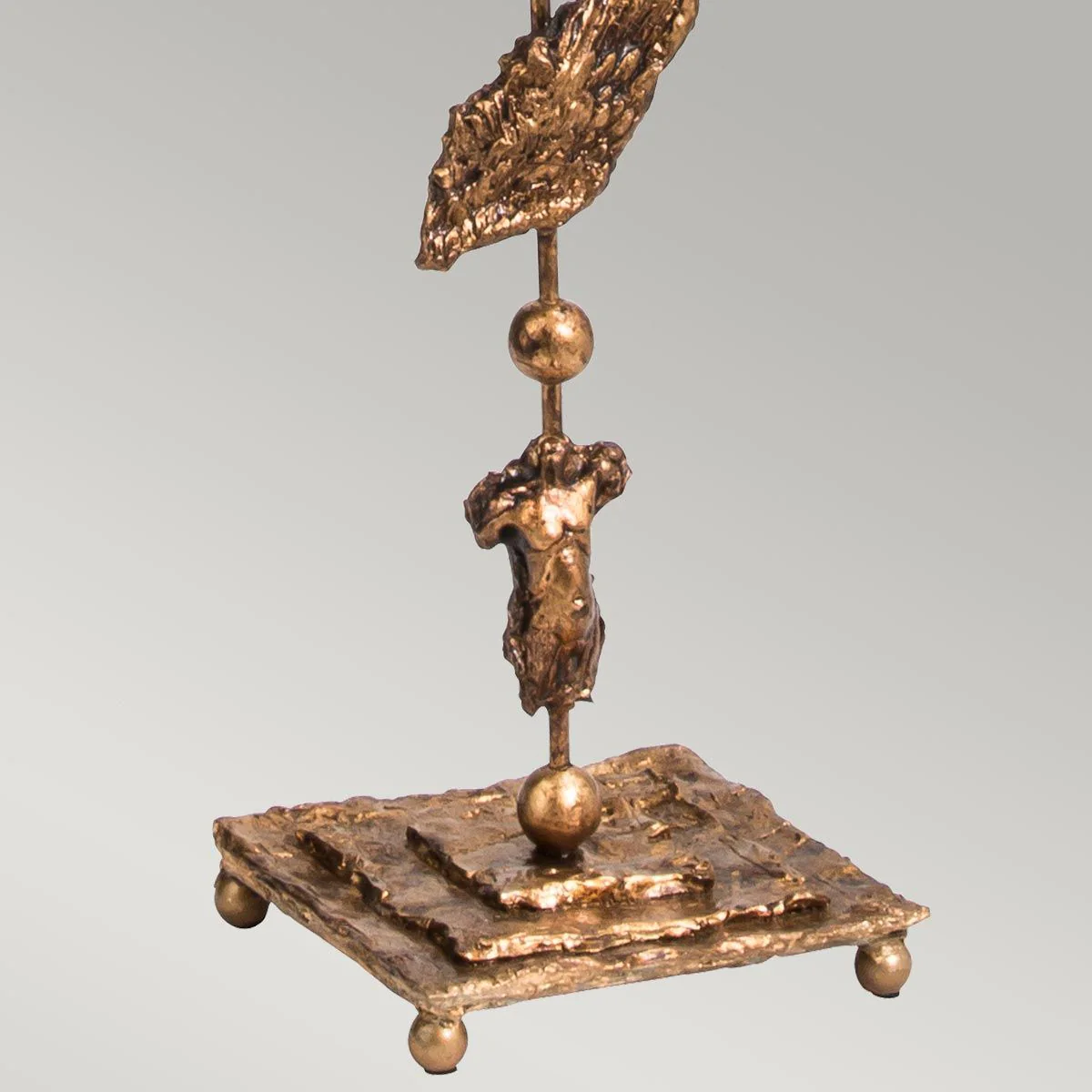 Fragment 1-flammige Stehlampe - Gealtertes Gold mit Blattgold und umbrafarbenem Glasurschirm - Image 5