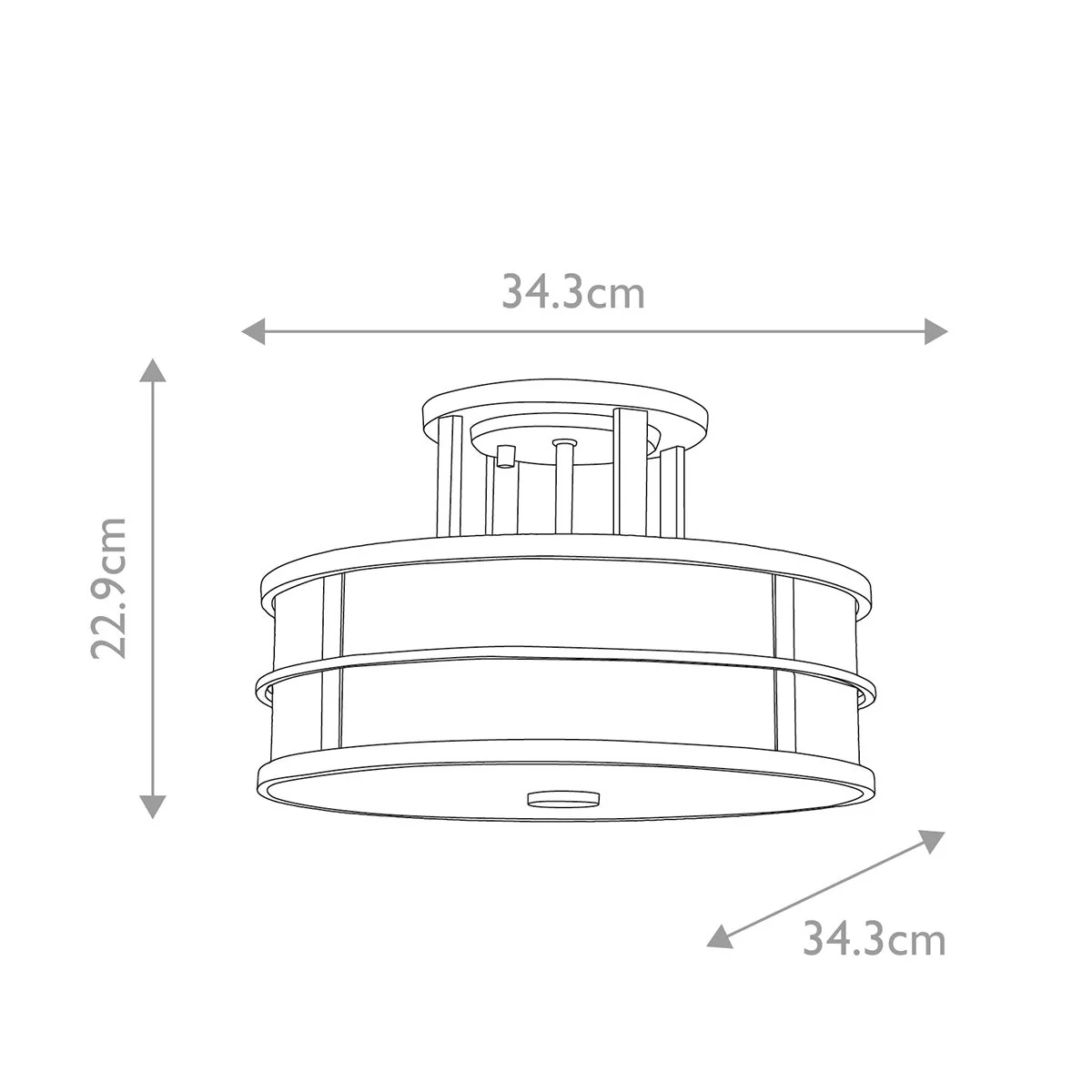 Fusion 3-flammige Halbdeckenleuchte, Messing natur lackiert - Image 7