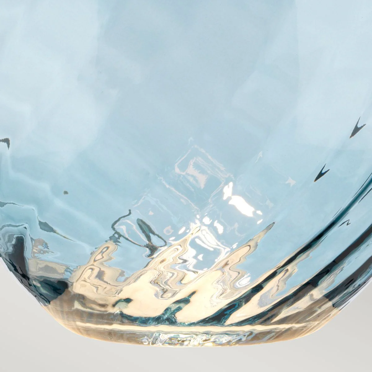 Große blaue Tischlampe Lena mit 2 Lichtern und cremefarbenem Schirm - Blau getöntes Glas / cremefarbener Schirm - Image 4