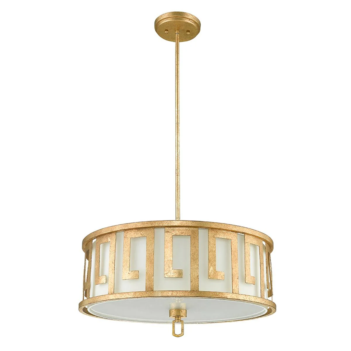 Große Pendelleuchte Lemuria mit 3 Lichtern und zwei Fassungen, Antik-Gold, Elfenbeinfarbener Lampenschirm - Image 6