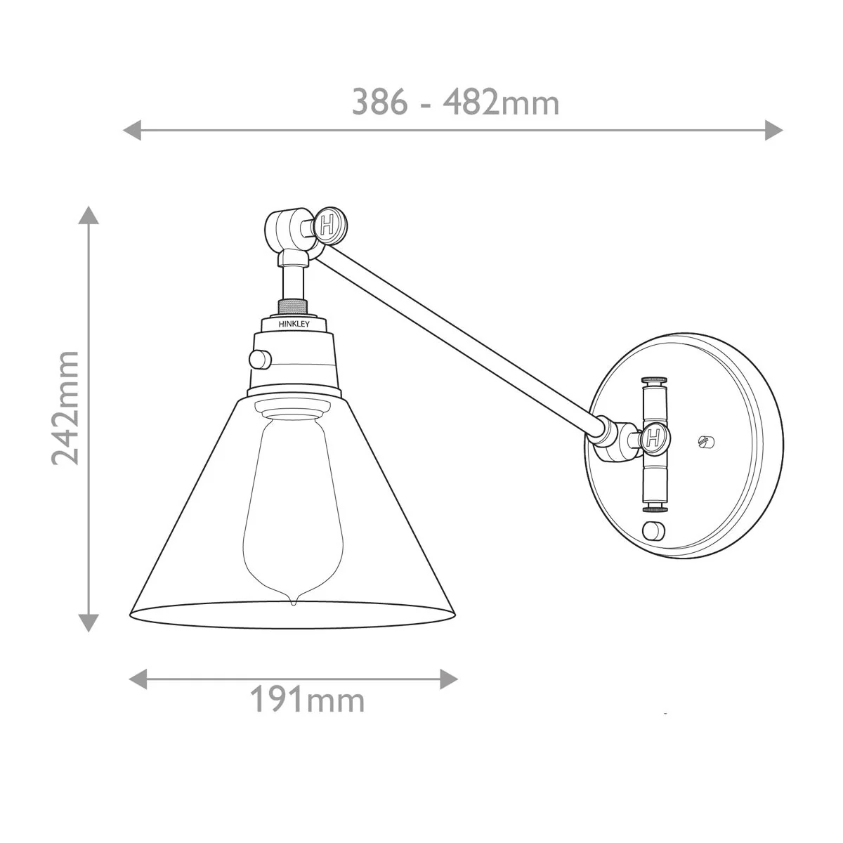 Hinkley Arti 1 lt Wandlampe - Erbstückmessing, klarer Glasschirm - Image 7