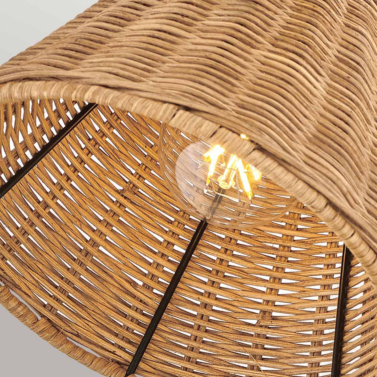 Hinkley Arti 1 lt Wandlampe - Schwarz, natürlicher Rattan-Schirm - Image 4