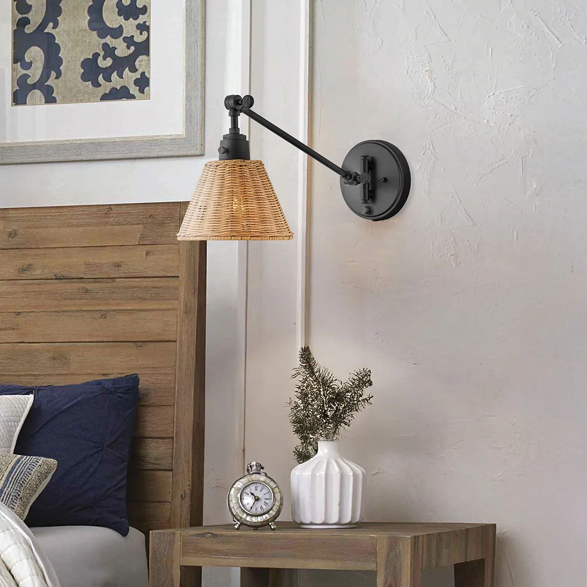 Hinkley Arti 1 lt Wandlampe - Schwarz, natürlicher Rattan-Schirm - Image 8