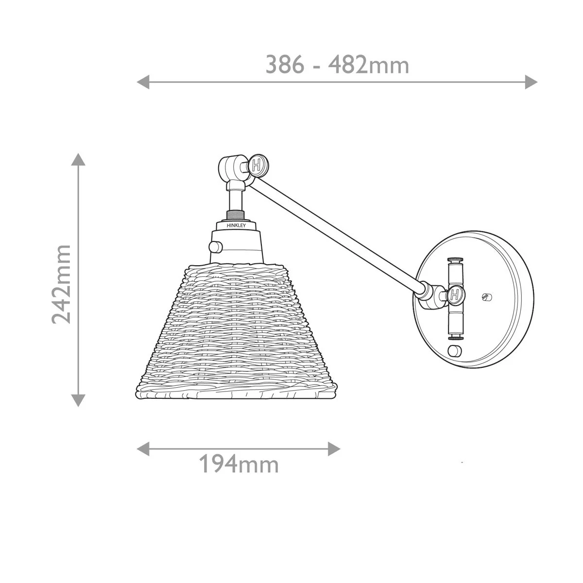 Hinkley Arti 1 lt Wandlampe - Schwarz, natürlicher Rattan-Schirm - Image 9