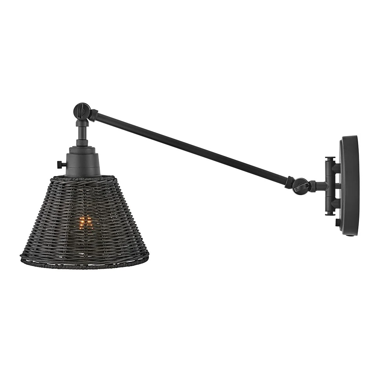 Hinkley Arti 1 lt Wandlampe - Schwarz, Schwarzer Rattan-Schirm - Image 4