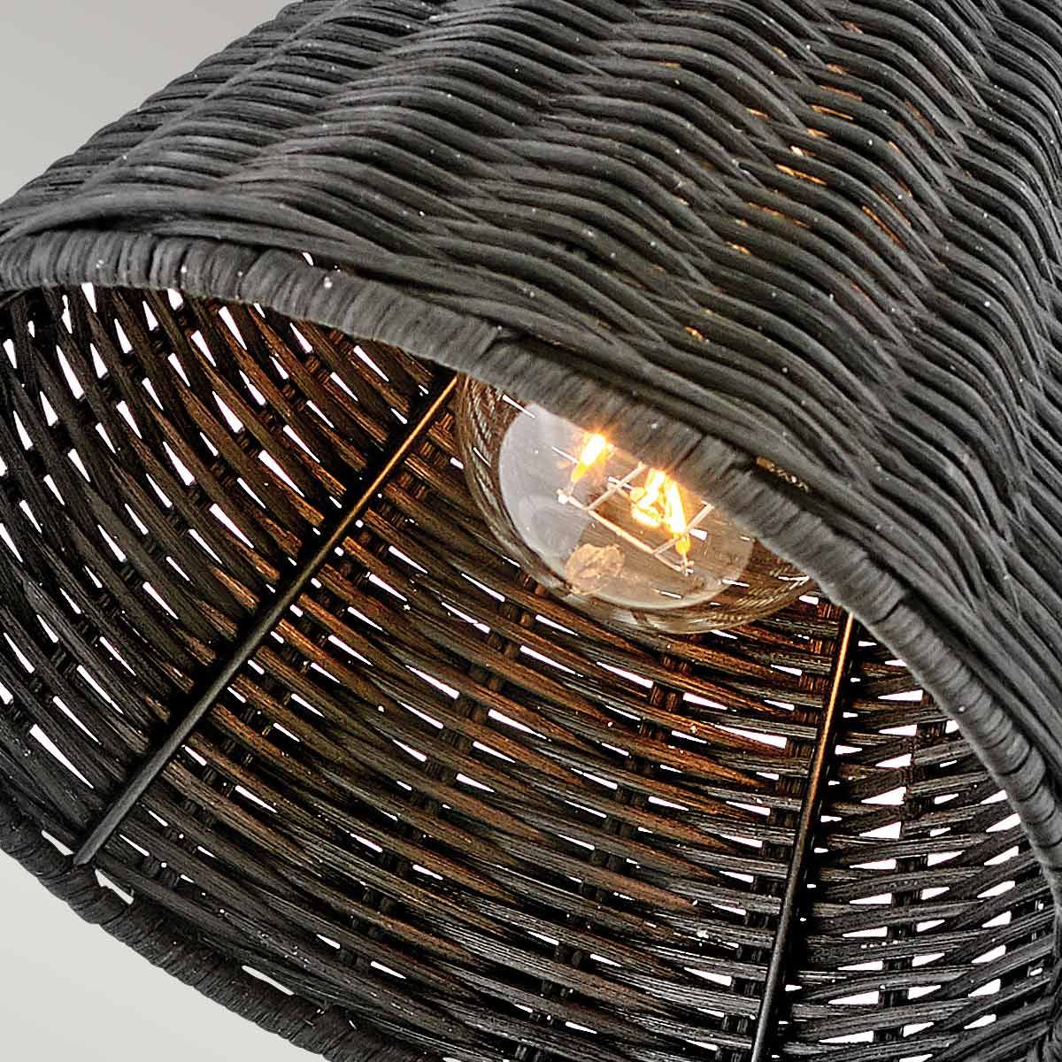 Hinkley Arti 1 lt Wandlampe - Schwarz, Schwarzer Rattan-Schirm - Image 5