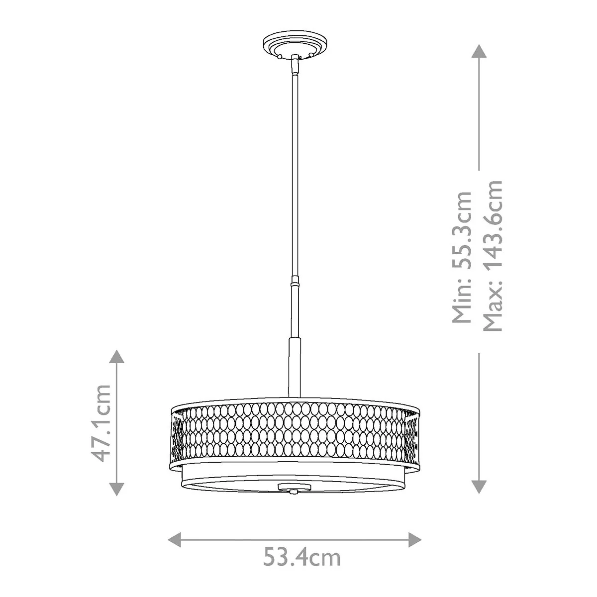 Jules 3-flammige Pendelleuchte / Halbeinbauleuchte - Gebürstetes Nickel - Image 6