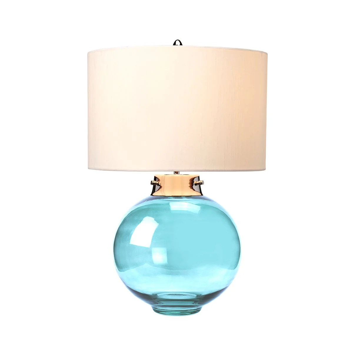 Kara Tischlampe - Poliertes Nickel - Blaues Glas mit Hepplewhite-Schirm - Image 5