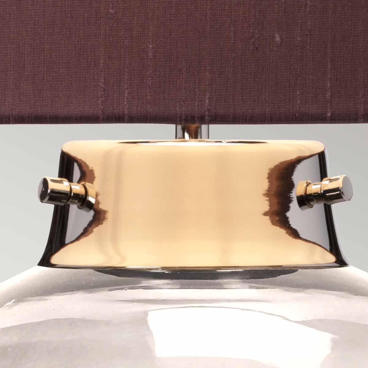 Kara Tischlampe - Poliertes Nickel - Rauchglas mit Rittersporn-Schirm - Image 2