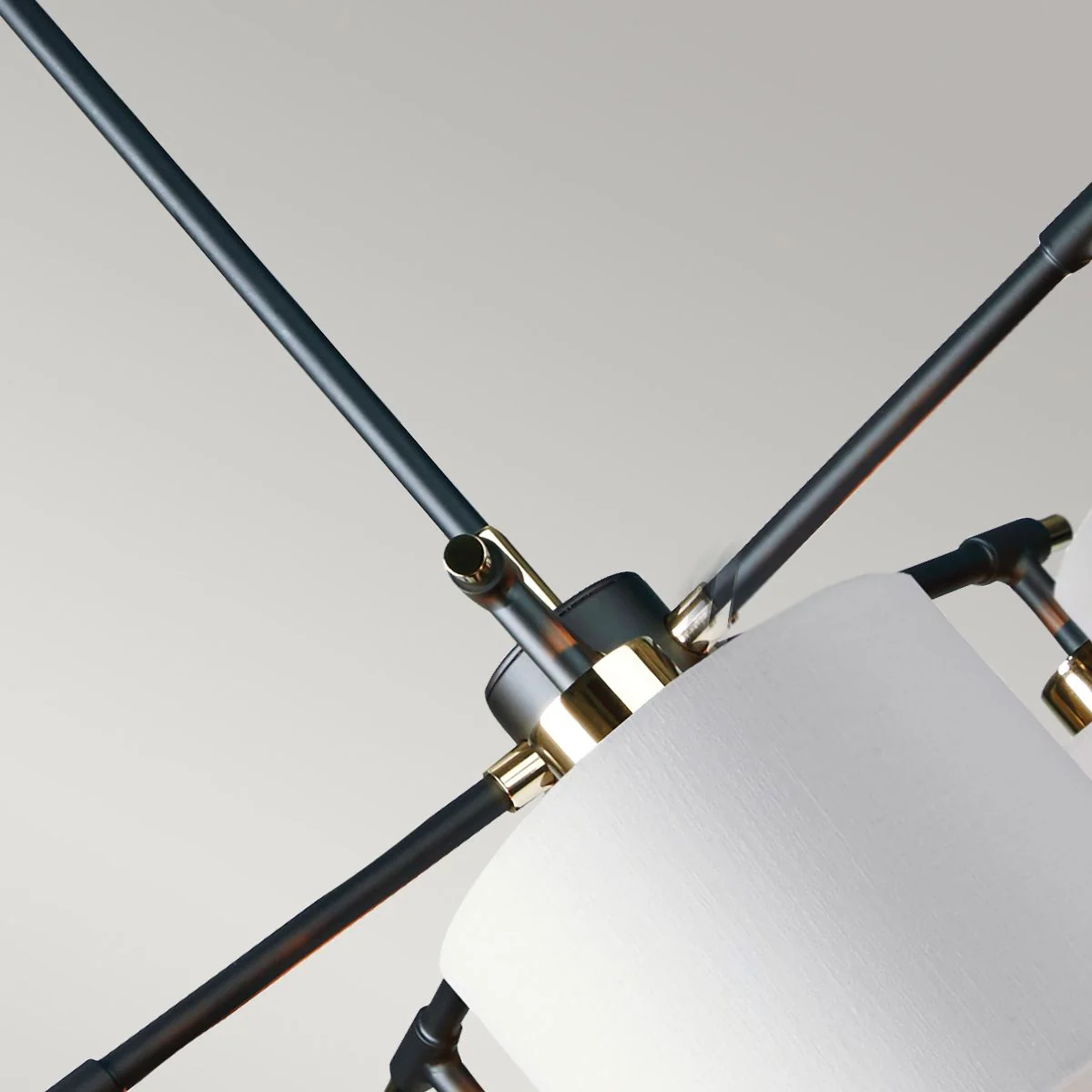 Kronleuchter Balance 5-flammig, Schwarz/poliertes Nickel, weißer Schirm - Image 6