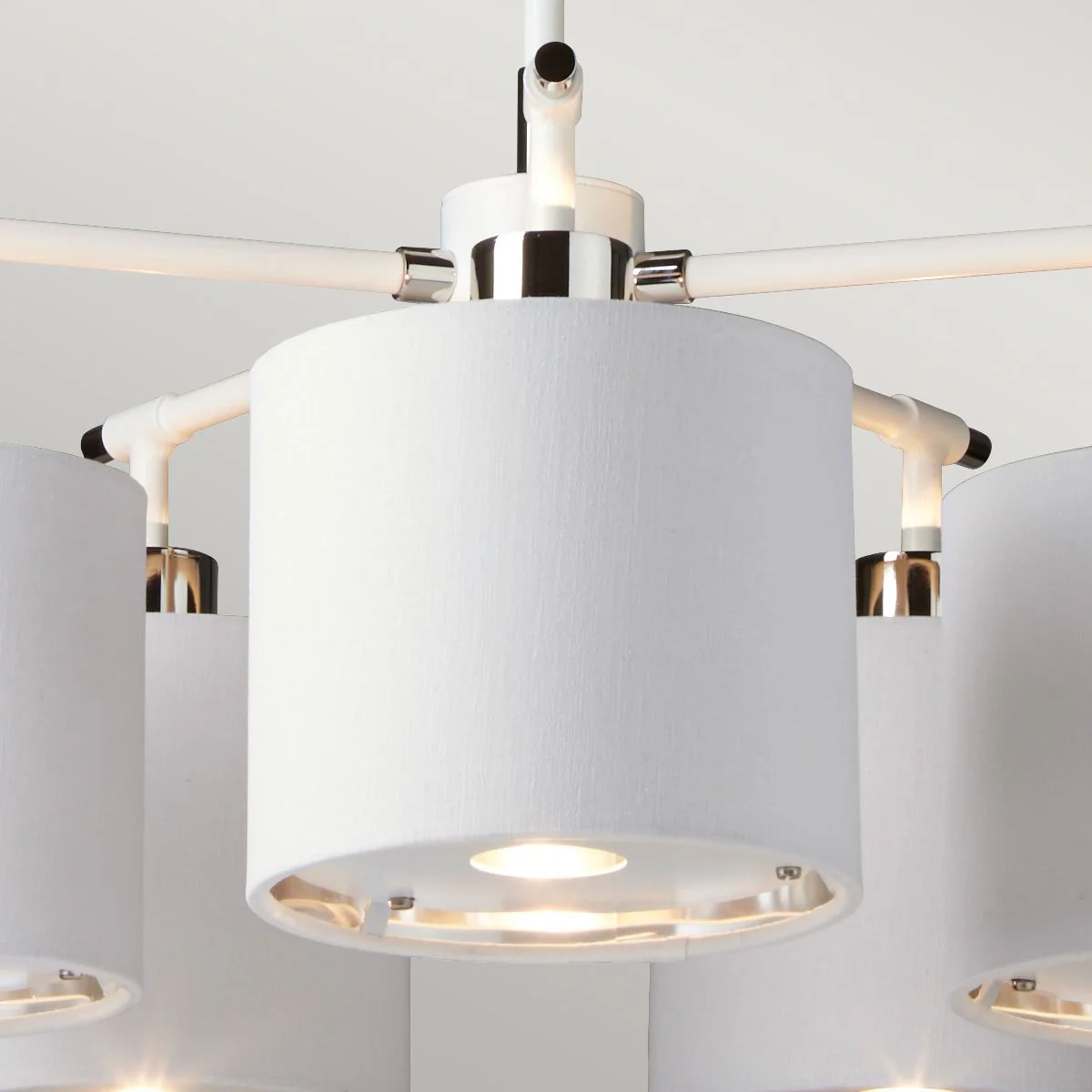 Kronleuchter Balance, 5 Lichter, Weiß/Poliertes Nickel, mit weißem Schirm - Image 3