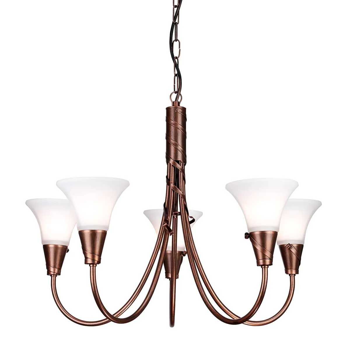 Kronleuchter Emily mit 5 Lichtern, Kupferpatina