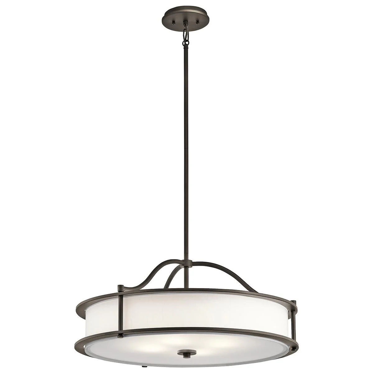 Kronleuchter Emory, 4 Lichter, halbbündig, alte Bronze